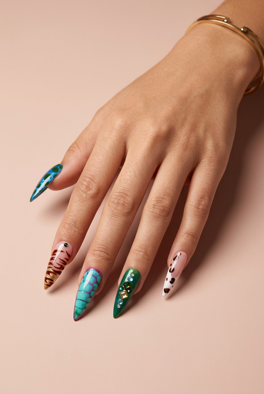 Jungle Mirage luxury press-on nails